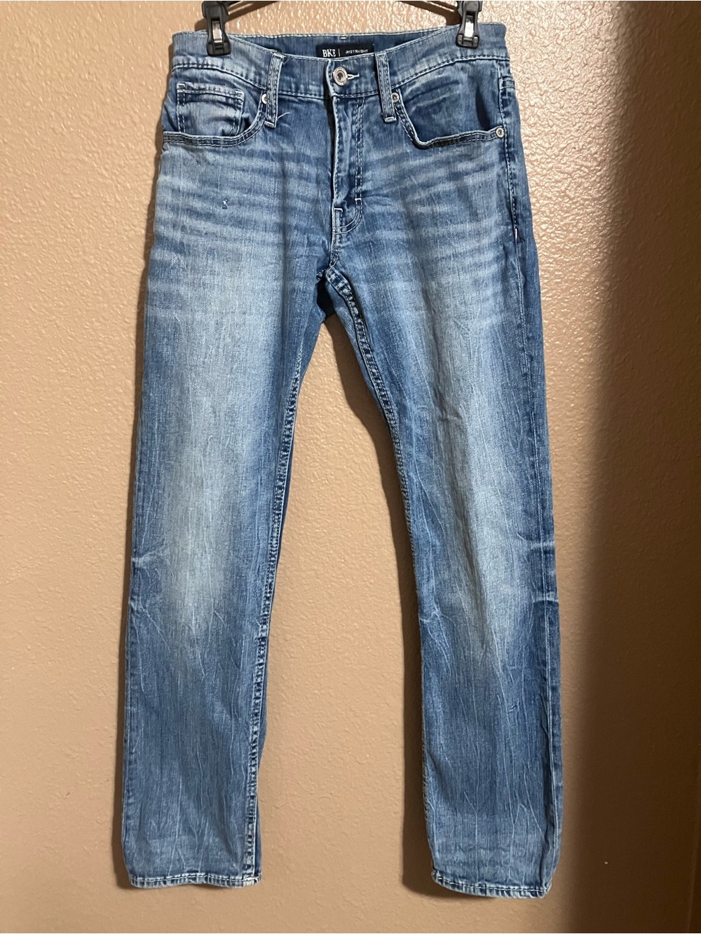 BKE Men’s Light Blue Slim Straight Jeans